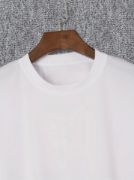 Baskılı Oversize Bisiklet Yaka T-shirt - Beyaz resmi